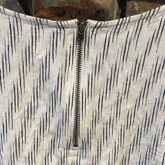 LOFT Slubbed Cotton Monochrome White and Gray Striped Mini Dress - Picture 8 of 10